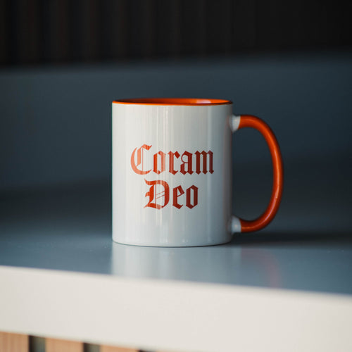 White Mug with Orange Handle